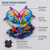 Aimant de réfrigérateur en résine imprimé par transfert UV, motif personnalisé, autocollant pour réfrigérateur, cadeau promotionnel pour le tourisme