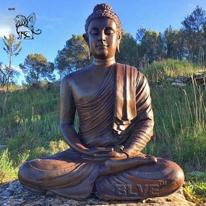 BLVE grandeur nature bouddhisme gros ventre debout Bronze riant Bouddha Statues métal chanceux heureux bouddha Statue Sculpture - Product Image 4