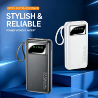 Batterie externe portable grande capacité avec affichage numérique, charge rapide PD22.5W, 10000-30000mAh, avec cordon pour téléphones – Offre Spéciale