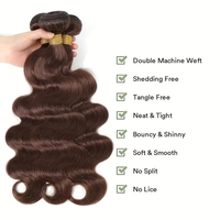 Extensions de cheveux humains vierges brésiliens 100% alignés sur les cuticules, ondulés, qualité 12A, 100% non traités, double trame machine, pointes pleines