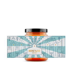 Tùy chỉnh mật ong nhãn vàng lá in kỹ thuật số Kết cấu GiấY Dán thực phẩm 16oz thủy tinh <span class=keywords><strong>Mason</strong></span> đóng hộp Jar chai bao bì nhãn - Product Image 1
