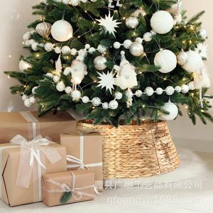 Farmhouse <b>Christmas</b> <b>Tree</b> Skirt Woven Willow Straw Round Linen Handmade Decor <b>For</b> <b>Tree</b> <b>Base</b> Covering - Product Image 2