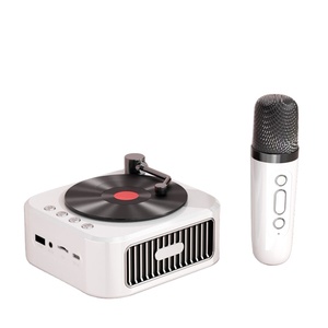 Microfono Karaoke Vintage per Famiglia, Giradischi Portatile con Due Microfoni Wireless, Altoparlante per Feste Musicali - Product Image 1