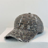 Gorra de béisbol gótica negra desgastada con cruz para hombre y mujer, estilo vintage, rasgada, snapback, streetwear, hip hop, ajustable, nuevo estilo