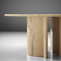Table basse en travertin beige moderne italien de luxe élégant en pierre naturelle Mobilier de réception d'hôtel minimaliste