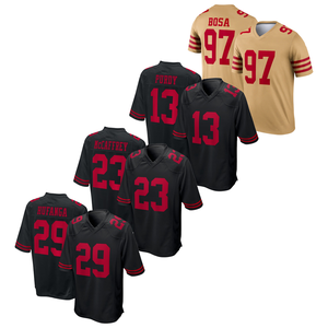 Grosir 2024 kualitas tinggi jersey sepak bola Amerika celana pendek menampilkan 13 Brock Purdy 23 Christian McCaffrey 97 Nick Bosa hitam - Product Image 1