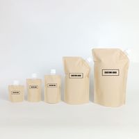 Bolsa de papel Kraft MOQ500, tapa abatible, 30ml, bolsa de embalaje reutilizable para champú, jabón de manos, detergente para ropa