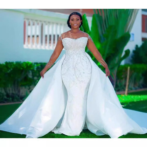 French Style Strapless Satin Wedding Dress Mermaid Silhouette Off White Ivory White Natural Waistline Hollow Design - Product Image 4