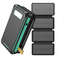 Batterie solaire portable 20000mAh avec panneaux solaires pliables en 3 parties, charge Type-C PD, design robuste et étanche, lampe torche LED 2W