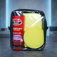 Kit de cire pour voiture portable avec sac de rangement à fermeture éclair, ensemble facile pour polir et faire briller la carrosserie