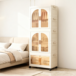Armario de Plástico Plegable de 2 Puertas con 3 Cajones para Almacenamiento en el Hogar, Dormitorio, Organizador de Ropa, Armario de Almacenamiento Doméstico - Product Image 6