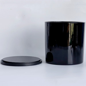 <strong>Custom</strong> Large <strong>Overflow</strong> Capacity 1800 ml 60 oz Straight Sides Cylinder Glossy Black Outside Candle Jar Wide - Product Image 1
