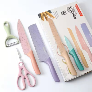 Juego de Cuchillos de Cocina de 6 Piezas con Logotipo, Utensilios de Cocina de Metal, Incluye Cuchillo de Paja de Trigo, Tijeras y Pelador, Personaliza con tu Logotipo, Entrega Rápida - Product Image 6