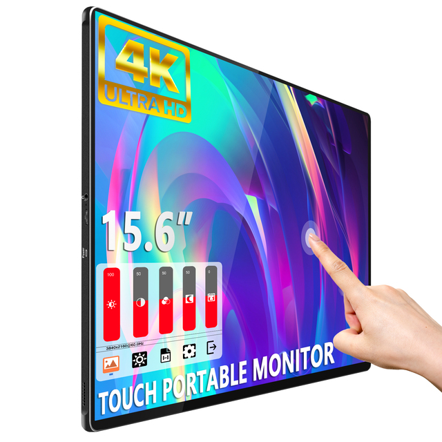 New 4K Portable Monitor 15.6'' 10 Point Touch UHD Dual USB-C Aluminium Alloy Narrow Bezel Laptop Display