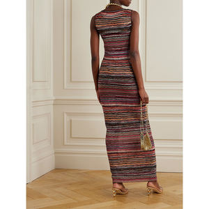 Nouveau français dame dégradé couleur vague motif été tenue décontractée décolleté carré naturel avant creux sans manches tricoté Style - Product Image 2