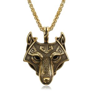 Colgante Unisex de Acero Inoxidable con Diseño 3D de Cabeza de Lobo Vikingo, Chapado en Oro de 18K, Joyería con Colgante de Animal, Amuleto Cristiano con Diamantes - Product Image 1