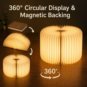 Lampe de lecture LED créative en bois, personnalisable et gravable, pliable à 360°, veilleuse sans fil à piles pour chambre à coucher - Product Image 5