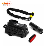 Kit de sécurité pour vélo de banlieue avec sac de cadre de vélo de 4,4 L, éclairage avant et arrière rechargeable par USB, antivol de chaîne anti-cisaillement ART3 pour VTT et vélo électrique