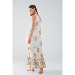 Vestido Maxi Boho de Chifón con Estampado de Flores Doradas - Product Image 2