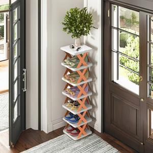 Étagère à chaussures moderne pliable en X, légère, en plastique, réglable pour porte, <span class=keywords><strong>cuisine</strong></span>, armoire, design rectangulaire en <span class=keywords><strong>aluminium</strong></span> - Product Image 4