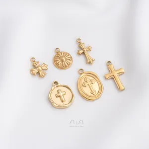 14k Banhado A Ouro Pingente Cruz Jóias Pingentes Vintage Para Diy Jóias Fazendo Pingentes