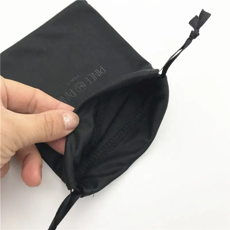 Çanta/güneş gözlüğü için giysi ambalajı temizlik özel Logo siyah gözlük torbalar