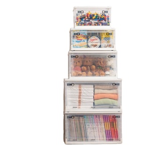 Collapsible Stackable Storage Bins Organizer With Wheels Large Clear Plastic Storage Boxes
