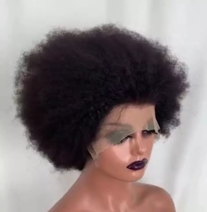 Pelucas Cortas de Cabello Humano <span class=keywords><strong>Afro</strong></span> Rizado con Doble Trama de 13*4 - Product Image 1