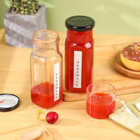 Bouteille carrée vide en verre transparente de 250 ml pour épices, sel, poivre, sésame, miel, ketchup, pâte BBQ, sauce, avec couvercle métallique à vis unique