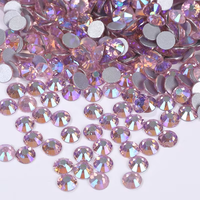 Kristal Kuku AB Non Hot Fix, Rhinestone Kaca Elektroplating Warna AB, Kristal Rhinestone Flatback Longgar untuk Kerajinan DIY