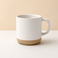 Mug en céramique émaillée mouchetée 16 oz, base naturelle non émaillée, grande poignée, logo personnalisé pour la maison, le bureau, le café, ou comme cadeau