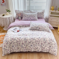 Parure de lit quatre pièces épaissie en cachemire végétal, motif floral minimaliste style Instagram, personnalisable quatre saisons pour étudiant