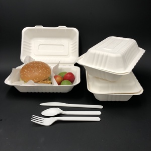 可生物降解的蛤壳执行箱堆肥环保去容器甘蔗渣箱快餐圆 - Product Image 2