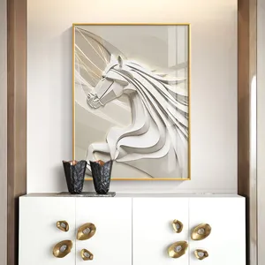 Lienzo con estampado de caballo blanco moderno, cuadros de pintura, Color puro, decoración del hogar, póster de Arte de pared para sala de estar, dormitorio, pasillo, Hotel