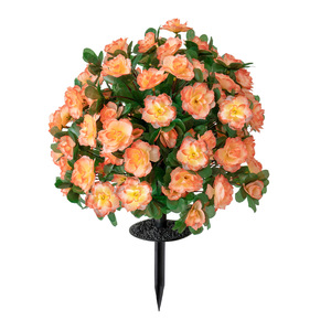 Rose artificielle à tige orange dégradée, résistante aux UV, en soie, avec feuilles vertes pour la décoration extérieure et l'aménagement paysager - Product Image 1