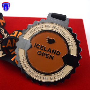 Fabricante de alta calidad personalizado lindo hermoso chapado en oro medalla Mongolia MDFBF Hanan Fitness 3D MEDALLA DE Metal con cinta - Product Image 6