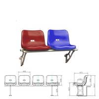 Banc de stade Arena, dossier moyen, en PEHD moulé par soufflage, résistant aux UV, étanche, avec pied en aluminium de 420 mm, robuste et anti-vandalisme