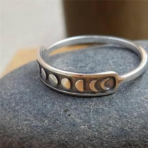 Moon <b>Ring</b> For Women Silver Gold Color Fashion Jewelry Gift Occasion Retro Design Star Pattern Yiwu Origin - Product Image 2