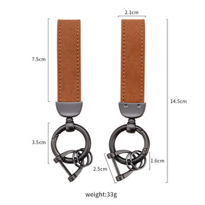 Trendy merk heren sleutelhanger hoefijzer voor gesp bont auto sleutelhanger gepersonaliseerde paar metalen sleutelhanger lederen sleutelhanger - Product Image 4