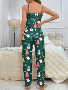 Conjunto de Pijama Corto Sexy para Mujer con Tirantes y Escote Halter, Ropa de Dormir Navideña - Product Image 6