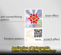 Étiquettes holographiques anti-contrefaçon personnalisées en feuilles, autocollants PET holographiques à gratter, feuilles avec pelliculage brillant