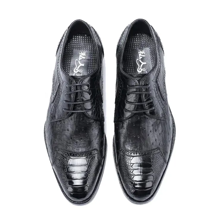 New arrival top quality genuine ostrich leather skin dress shoes men
