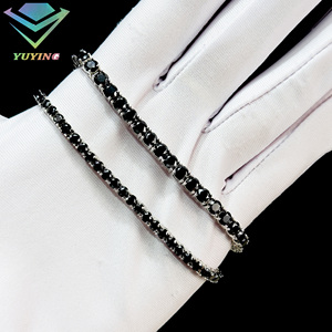 <b>Black</b> Moissanite Tennis <b>Chain</b> 925 Silver <b>Black</b> Rhodium Plated Hip Hop Bracelet Necklace for Men Women - Product Image 2