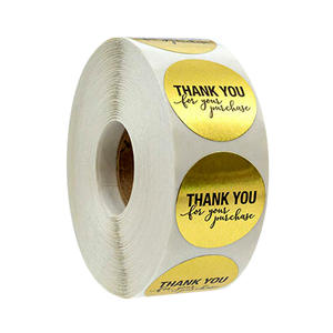 Lot d'autocollants ronds dorés « Merci pour votre achat » – Autocollants cadeaux et de papeterie 1 pouce - Product Image 1