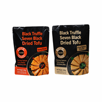 Vente en gros de snacks au tofu séché à la truffe noire 380g, étiquette privée OEM disponible, végétalien, riche en protéines, sept haricots noirs, aliment santé