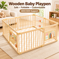 Parc de jeu pliable en bois pour bébé, portable, OEM ODM, taille et couleur personnalisées pour les détaillants