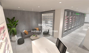 Estantería clásica de vidrio gris para pared de farmacia, <span class=keywords><strong>Centro</strong></span> de Medicina personalizado, muebles de diseño Zigzag - Product Image 3