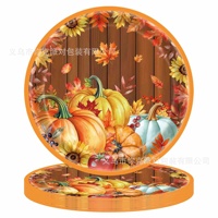 Assiettes, gobelets et serviettes en papier jetables à thème citrouille et feuille d'érable pour Thanksgiving – Design tendance, écologiques, vente chaude pour vos fêtes