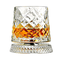 Verre à whisky rotatif à paroi simple en cristal, Tumbler cinétique 360°, Cadeaux pour hommes et papas, Articles de fête, Nouveautés, Bouteille d'eau