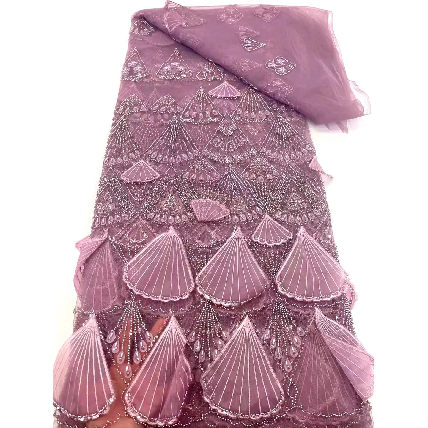 New Arrival Luxury mềm vải tuyn ren vải Bridal Wedding Dress lưới với sáng bóng sequin ren